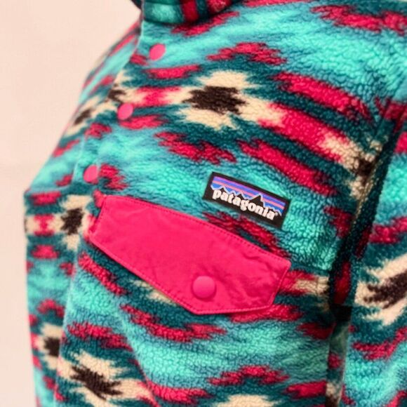 Patagonia Synchilla Pullover Fleece In Wild Desert Aztec Tribal Winter Jacket-S - Picture 5 of 11